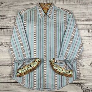 Robert Graham Limited Edition Button Shirt Sz 2XL Embroidered Silk Western Aztec